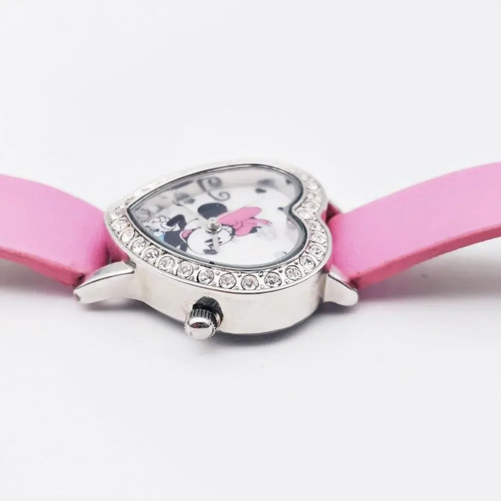Disney Minnie Mouse Pink Heart Rhinestone Watch